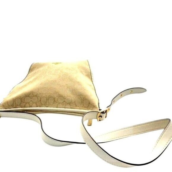 Coach Signature Jacquard Small Dufflette Beige Gold Shoulder Bag 25697 With COA - Picture 11 of 13